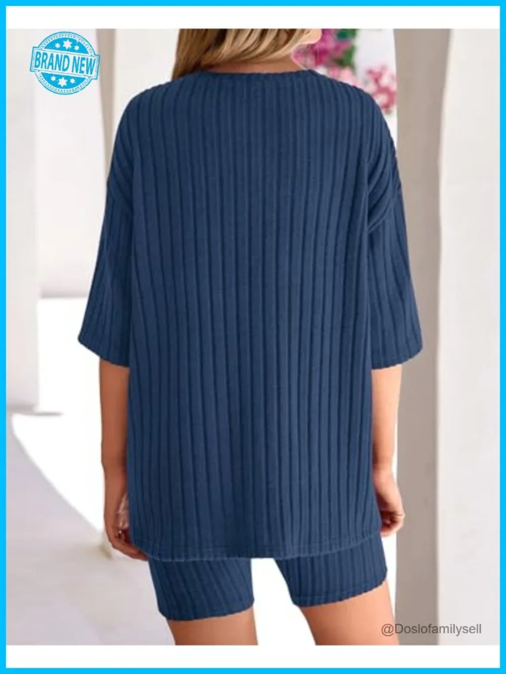 Rib Knit Lounge Sets Women 2 Piece Matching Short Sets Casual Biker Shorts